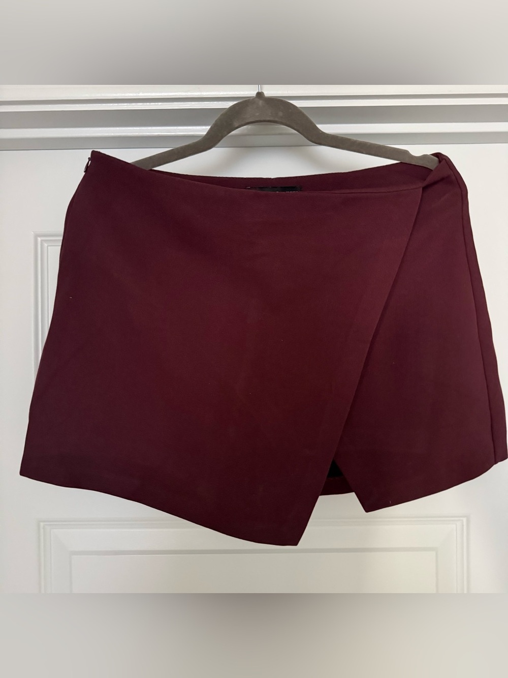 Mango Burgundy Wrap-Front Skort, Size 8